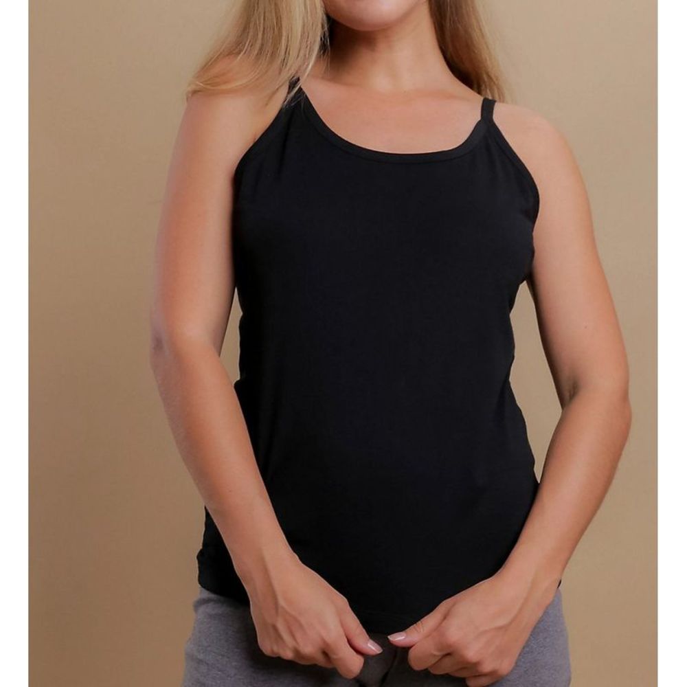 Cottonique Latex Free Organic Cotton Camisole -  Black  W12217